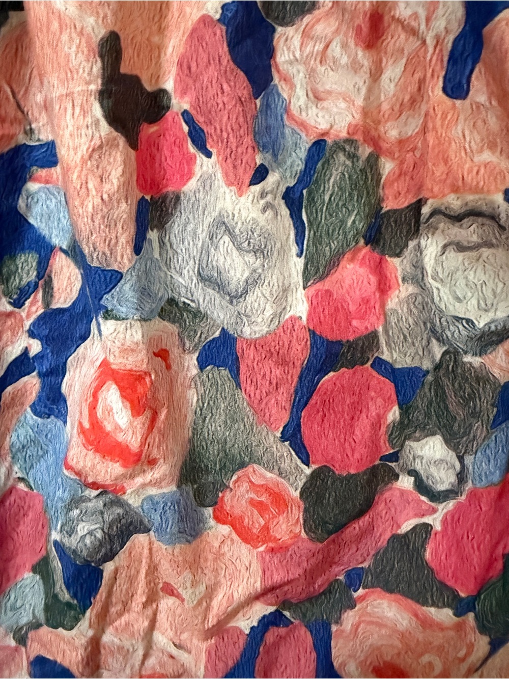 Smocked Floral Short Sleeve Blouse - Pink & Blue - Picture 3 of 8